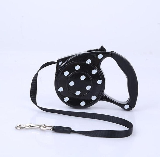 Dog Leash, Dog Running Leash, Black Polka Dots