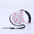 Dog Leash, Dog Running Leash, White and Pink Dog pattern print