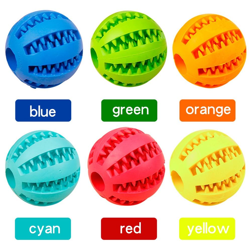 Chew dog ball toy available in variety of colours including red, yellow, orange, green, blue and cyan and various sizes
