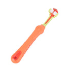 Dog Toothbrush, Dog Teeth Cleaning, Three Head Dogs Toothbrush, Non-slip Handle - Orange Colour