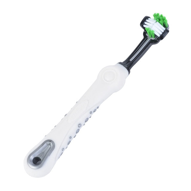 Dog Toothbrush, Dog Teeth Cleaning, Three Head Dogs Toothbrush, Non-slip Handle - White Colour