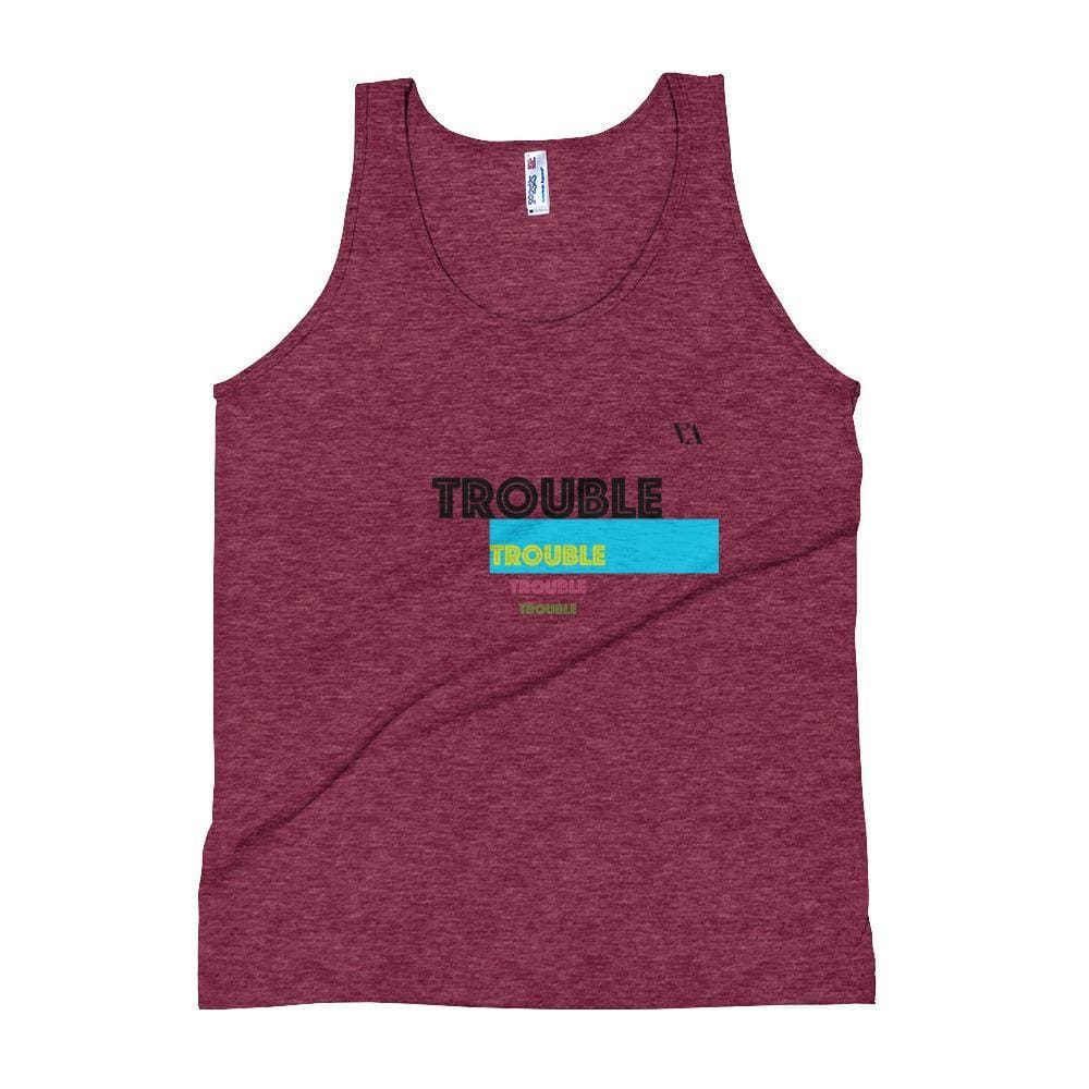 Trouble Trouble Trouble Unisex Tank Top - Tri-Cranberry / Xs - Tank Top
